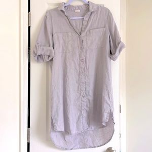 Linen Collar Shirt Dress